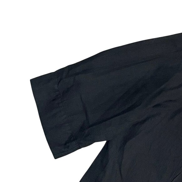 Hot Cotton Woman Black Linen Blend Boxy Blouse 3/4 Sleeve Sz 1X Lagenlook - Picture 3 of 7